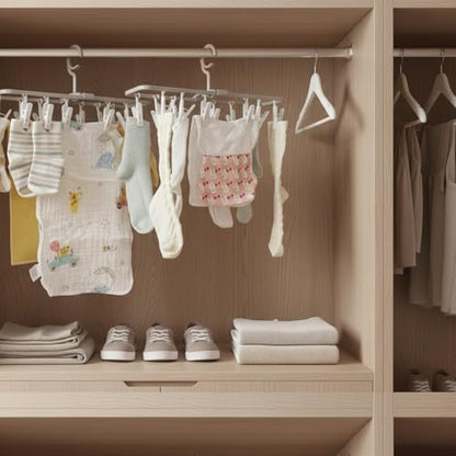 Foshine Clothes Drying Racks 2 Pack Small Folding Portable Underwear Hangers with 12 Clips 360° Rotatable Hook for Socks Drying Towels Bras Baby Clothes Gloves Plast 3 pcs Traceless Hook. - color: Gray,pink-2 Pack