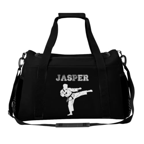 Custom Name Taekwondo Karate Duffle Bag,Personalized Martial Arts Gear Bag for kids Boy Girls,Water-Resistant Sparring Equipment,Black Taekwondo - color: Taekwondo Karate-02