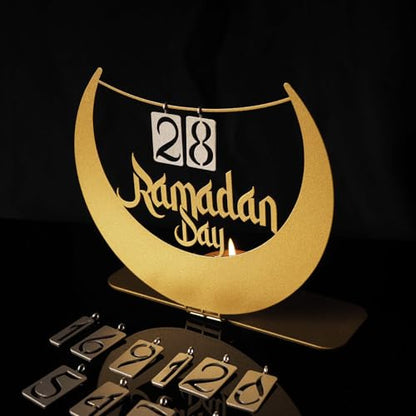 Ramadan Calendar Metal Tabletop Decor, Countdown to Eid Mubarak, 30 Days of Ramadan Good Deeds Calendar, Islamic Table Decoration & Gift for Muslims, Ramadan Decoration