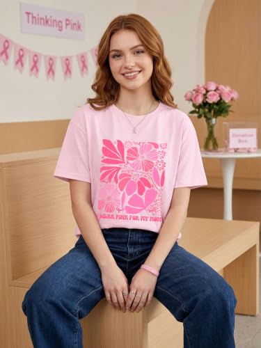 Breast Cancer Shirts for Women Pink Ribbon Boxing Gloves Graphic Tops Breast Cancer Awareness Tshirts Fighter Tees - color: Pink2, size: XX-Large