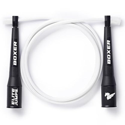 EliteSRS 10 Foot Outdoor Rated 5Mm Pvc, Boxer Jump Rope 3.0 with Smooth Action Polymer Handles and Ergonomic Slip-Resistant Dimpled Grips | Professional boxing rope. Smooth-action handles with slip-resistant grips. Fitness and cardio. - color: White