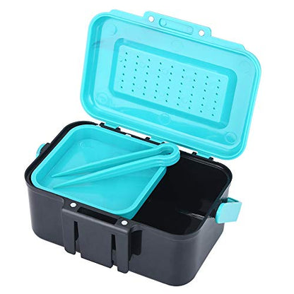 Fishing Lure Boxes, Portable Plastic Fishing Bait Holder Box with Carry Handle Waist Buckle 2 Compartments for Fishing Lovers