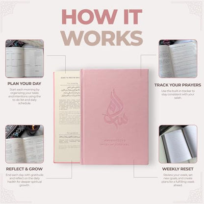 Salam Journal, Islamic Daily Planner with Prayer Tracker, Daily Hadith and Duas, Undated Layout & Tracing Quran Mushaf with Full Juz 1 to 30 | Ideal Book for Writing and Learning Quran Text Bundle