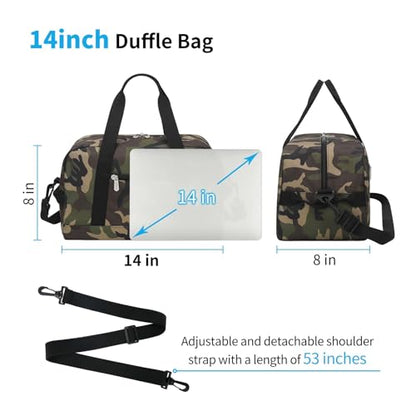 Apenze Small Gym Bag 14 inch lightweight Carry On Mini Duffel Bag for Travel Sport - Camo - color: Camouflage