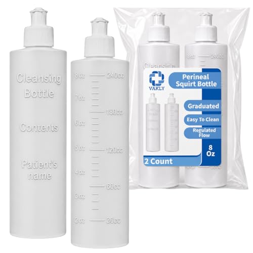 Vakly Perineal Bottle 8 oz, Postpartum Squirt Bottle with Graduations 2 PK