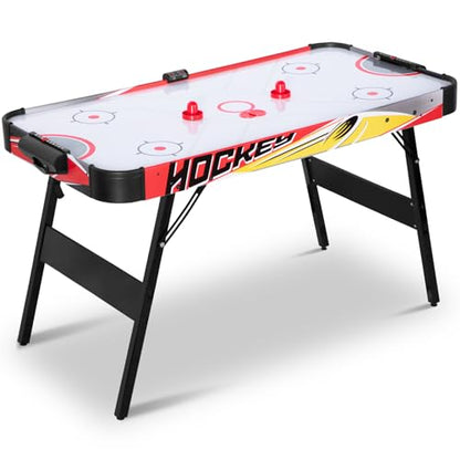 58 Inch Foldable Air Hockey Table, LED Folding Hockey Table Game Set w/2 Pucks, 2 Pushers, Powerful Motor, Hockey Table Gaming Set for Adults and Kids, Home Game Room