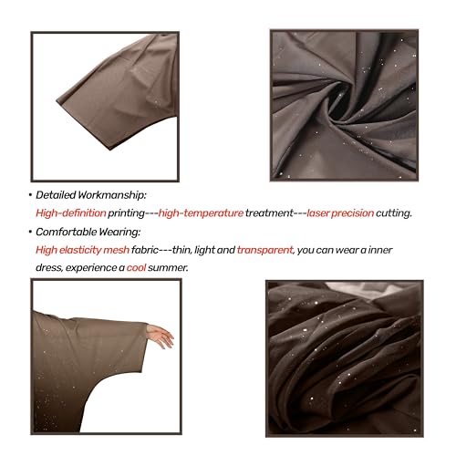 Muslim Women Abaya Gradient Flash Cardigan Sequin Robe with Hijab | Gradient Color, Flash Sequin, Scarf Hijab - color: 커피., size: XL