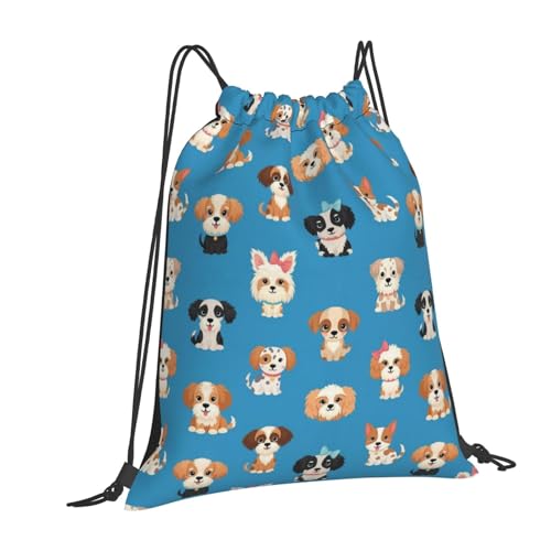 Drawstring String Bag Cute Puppy Dog, W ater Resistant Polyester Sackpack for Travel and Party Favor - color: Pattern (365)