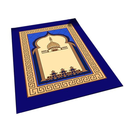 Muslim Prayer Rug Turkish Islamic Prayer Mat Thick Praying Carpet Janamaz Sajjadah Namaz Seccade Arabic Prayer Rug for Eid Ramadan - color: Blue-2