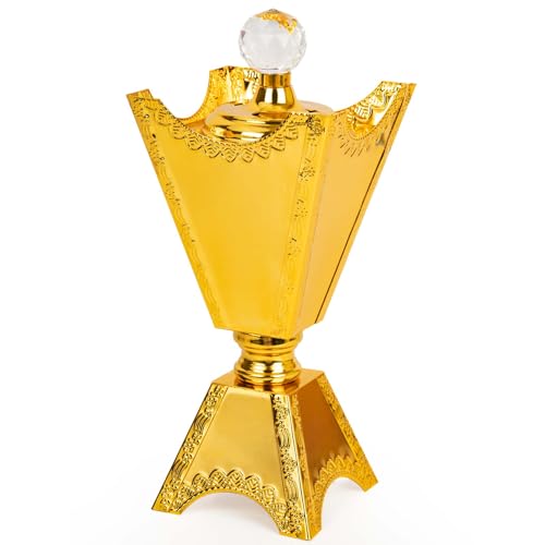 Large Gold Incense Burner Holder, Bakhoor Frankincense Charcoal Censer Resin Stand, Ideal for Aromatherapy Yoga Spa, Home Christian Church Decor 9.43" (Gold Burner) - color: Gold Burner