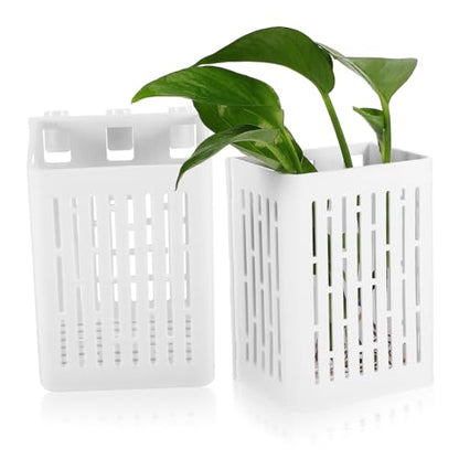 Happyyami 2pcs Aquarium Plant Holder Baskets Aquatic Plant Cup Cultivation Baskets Fish Tank Live Pot Easy to Install Wall Hanging Aquarium Supplies