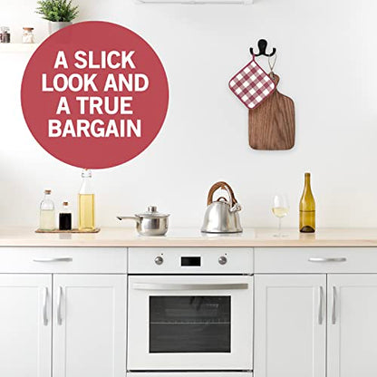 Jack N’ Drill 6+2 Coat Hooks w/ 4pcs. Cute Bear Stickers | Heavy Duty Hooks for Hanging Towels, Coat & Hat Rack | Wall Mounted Wall Hook for Kitchen and Bathroom Wall - color: Black Finish