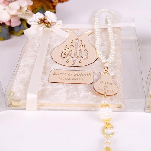 IEF Personalized Yaseen Dua Book Prayer Beads Islamic Gift Set, Ramadan Eid Wedding Birthday Anniversary Mother's Day Father's Day Gifts, Party Favors for Guests in Bulk - color: Style-2