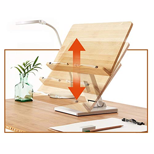 EYELEVEL Wooden Book Stand Reading Rest Bookrest Cookbook Laptop Holder for Textbook Music Score Desk Laptop Height Adjustable 270° Angle Adjustable