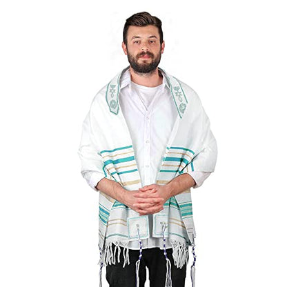 HalleluYAH Messianic Tallit Prayer Shawl 72"x 22" with Bag For Men & Women - color: Light Blue