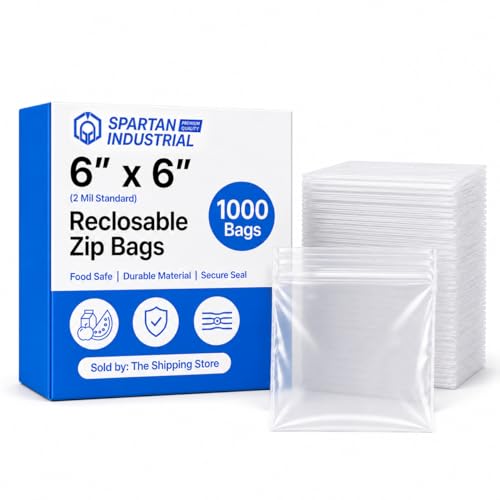6” X 6” (1000 Count) 2 Mil Clear Reclosable Zip Plastic Poly Bags | with Resealable Lock Seal Zipper - Spartan Industrial - size: 6” X 6”
