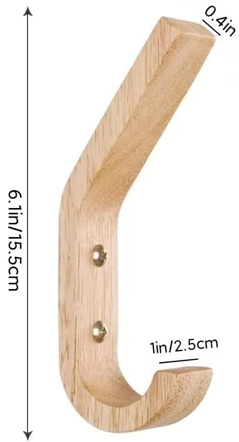 4 Pack Natural Wood Coat Hanger, Wall Hooks Mounted for Coats, Hats, Bags, Towels. - size: 4-Hook Pack