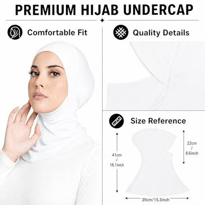 Yeieeo 4PCS Hijab Undercap for Women, No Slip Full Coverage Hijab Inner Cap, Soft Underscarf Breathable Headwear - color: White+beige+skin Pink+light Grey