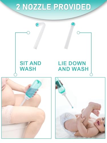 Peri Bottle for Postpartum Travel Bidet - Perineal Care,Portable Travel Squeeze Bottle Bidet for Women Personal Hygiene Cleaning,2 Tubes for Baby Mom After Birth Cleansing and Recovery 16.9OZ(Green)