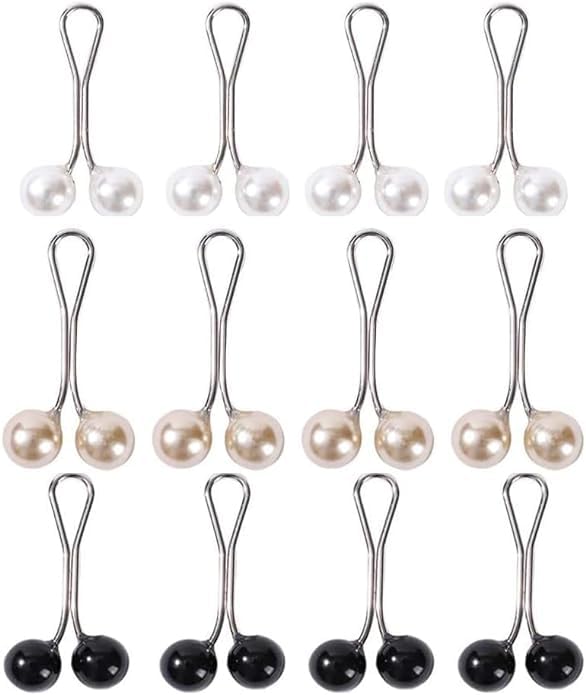 12pcs Multicolor Headscarf Pearl Pins Clips- U Shape Lady Muslim Scarf Shawl Clips-Scarf Shawl Clips Scarf Brooches Pin Jewelry Accessories-Women's Brooches and Pins(4Black&4White&4Gold)