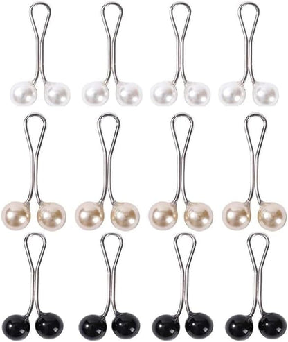 12pcs Multicolor Headscarf Pearl Pins Clips- U Shape Lady Muslim Scarf Shawl Clips-Scarf Shawl Clips Scarf Brooches Pin Jewelry Accessories-Women's Brooches and Pins(4Black&4White&4Gold)
