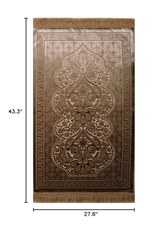 Modefa Luxury Velvet Plush Muslim Prayer Rug - Paisley (Golden Beige) - color: Golden Beige