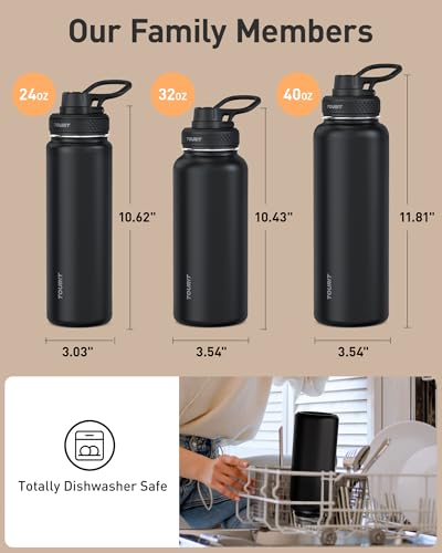 TOURIT 24 oz Insulated Stainless Steel Water Bottle, Light khaki | Double-wall insulated vacuum thermal flask, 100% leakproof & BPA-free, lightweight beverage container for gym & travel - color: Light Khaki, size: 24 Ounces