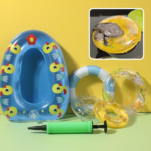 MANON ROSA Real Turtle Toy - Mini Swimming Rings Floating Boat Summer Accessory for Aquarium, Fish Tank, Pool, Habitat Decoration for Fish, Frog, Crab, Shrimp Small Animals