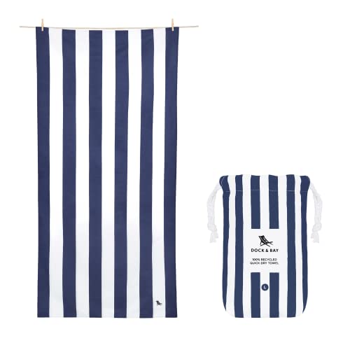 Dock & Bay Beach Towel - Quick Dry, Sand Free - Compact, Lightweight - 100% Recycled - Includes Bag - Cabana - Whitsunday Blue - Extra Large (200x90cm, 78x35) - color: Cabana - Whitsunday Blue, size: Extra Large (200x90cm, 78x35")