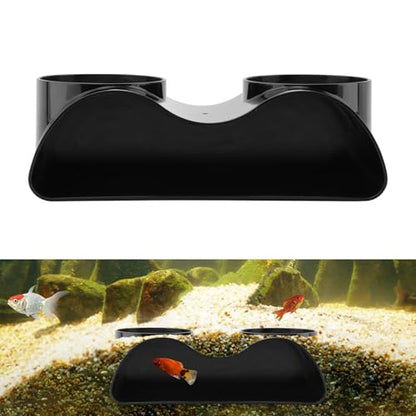 Aquarium Cave Hideout Tunnel, 2-Hole Under Gravel Fish Tank Hide, Black Plastic, 7 x 3.5 x 2.25 in, 2.25 in Openings, Fish and Shrimp Cave Decor