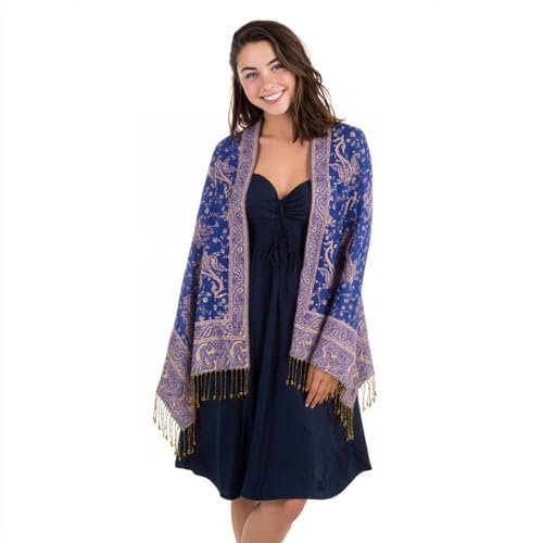 TUSHUSTY Pashmina Feel Shawls Wraps Rave Scarf for Women Soft Silky Reversible Men Scarves Hijab - color: Royal Blue