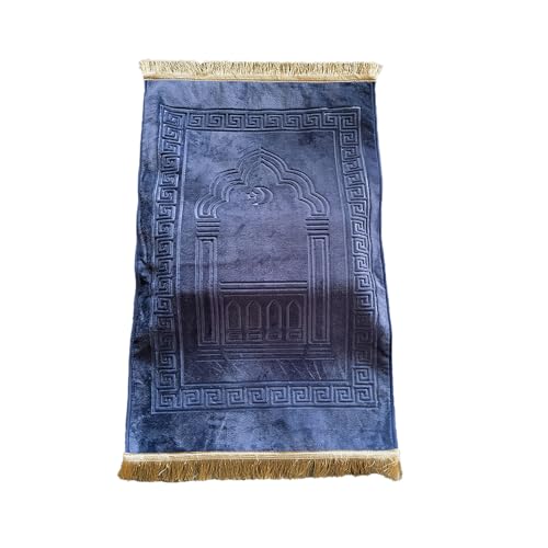 Thick Prayer Mat 3.15 in – Extra Soft Kneeling Cushion for Worship & Meditation, Non-Slip Velvet Mat for Home Mosque Church Use, Comfortable Foldable Prayer Rug for Adults (Blue-Gray) - color: Blue-gray