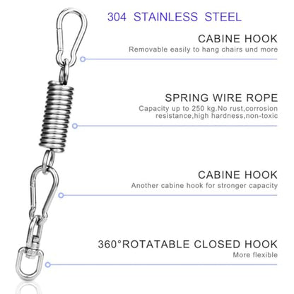 Heavy Bag Hanger, Heavy Bag Spring for Heavy Bag, Punching Bag Hanger Set with Carabiners and Spring for Punching Bags, Hammock up to 450lbs
