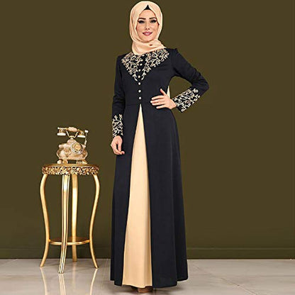 여성용 투피스 무슬림 기도 드레스 히잡 스카프 이슬람 아바야 전체 길이 드레스 - color: B-블랙, size: Medium