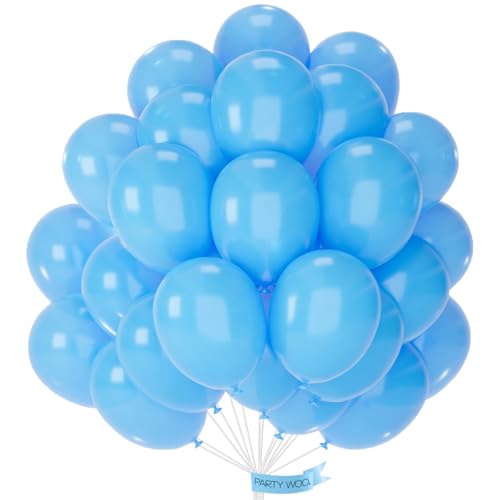 PartyWoo Light Blue Balloons 50pcs 12 Inch Baby Pastel Blue Latex Helium Balloons for Baby Shower Wedding Gender Reveal Graduation Mermaid Birthday Pool Anniversary Beach Party Decorations Blue-Y20 - color: Blue-y20