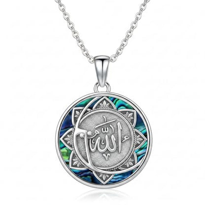 PROESS 925 Sterling Silver Hamsa/Allah Necklace Evil Eye Amulet Jewelry Gifts for Men Women - style: Round Allah