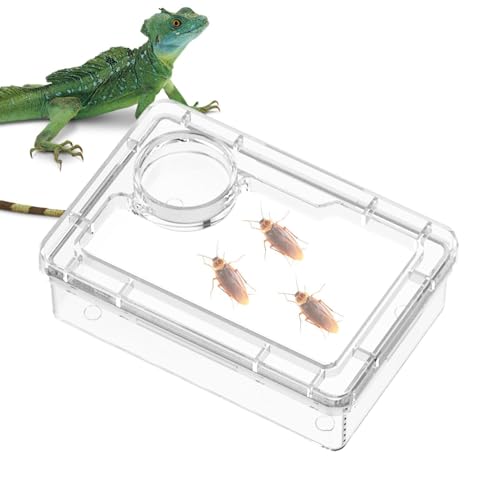 Anti-Escape Crested Gecko Food Dish, Transparent Chameleon Feeding Bowl, Acrylic Reptile Amphibian Habitat Feeders, Pet Supplies, for Tortoise Frog Snake Terrarium Lizard Spider - color: White
