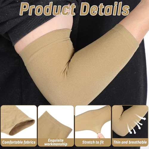 2 Pairs Tattoo Cover up Sleeve, Forearm Concealer Support | Tattoo Aftercare UV Protection over Sleeve Elbow Sleeves for Women Men - color: Black, Nude