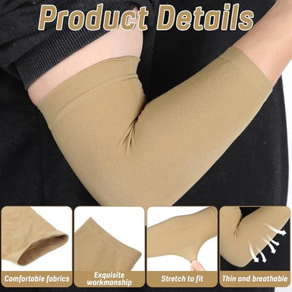 2 Pairs Tattoo Cover up Sleeve, Forearm Concealer Support | Tattoo Aftercare UV Protection over Sleeve Elbow Sleeves for Women Men - color: Nude, Black