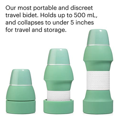 Brondell Bidet GoSpa Portable Peri Bottle, Collapsible Travel Bidet, Compact and Discreet, with Travel Bag for Postpartum & Perineal Care, 500ml, in Green - color: Green