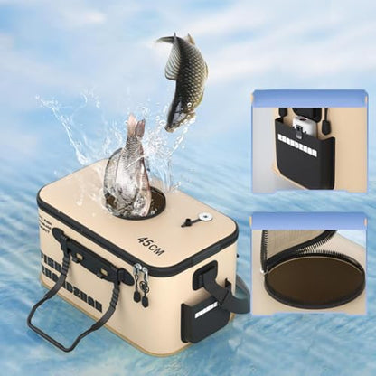 Foldable Fishing Bucket - Live Fish Container, Portable Fishing Bucket with Aeration Hole, Fish Transport Boxes for Outdoor Travel Hiking, Live Fish Container Box for Adult Outdoor Fishing - size: A