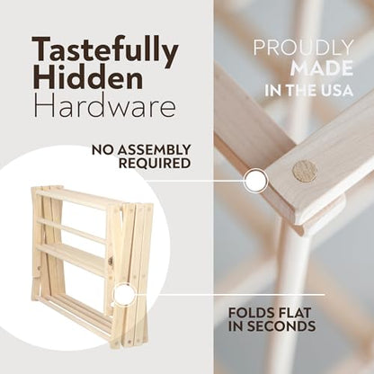Pennsylvania Woodworks Premium American Maple Clothes Drying Rack - Handcrafted in Pennsylvania - Solid Wood Construction, Collapsible, Eco-Friendly Laundry Solution (X-Large) - color: X-large | Flat Top