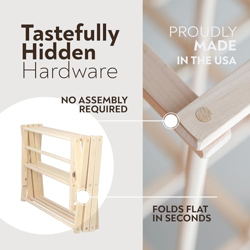 Pennsylvania Woodworks Premium American Maple Clothes Drying Rack - Handcrafted in Pennsylvania - Solid Wood Construction, Collapsible, Eco-Friendly Laundry Solution (Medium) - color: Medium | Flat Top