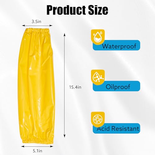 Yzurbu 2 Pairs Arm Sleeves Covers, Soft Waterproof Oil-proof Sleeves Protector for Arm with Elastic on Cuffs - color: Yellow - 2 Pairs
