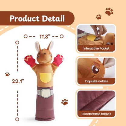 Cat Wrestling Glove, 22 inch Cat Puppet Wrestler with 5 Catnip Pouches & 3 Layer Resistant Protection, Interactive Cat Toy with Treat Pocket for Boredom Relief & Mental Stimulation - color: Kangaroo