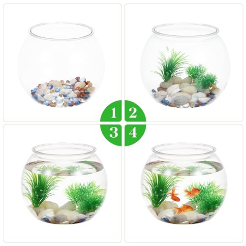 Plastic Clear Fish Bowl, Round Goldfish Betta Fish Tank, Desktop Bubble Bowl Plant Vase Pot for Fish Aquarium, Home Wedding Holiday Party Decor (1 Gallon, 8.6"x6.3") (Pack of 2) - size: 19.5X19.5X18CM (Pack of 2)