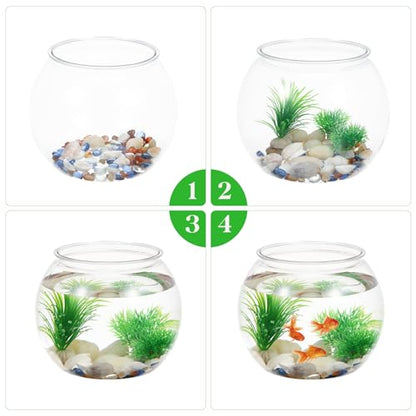 Plastic Clear Fish Bowl, Round Goldfish Betta Fish Tank, Desktop Bubble Bowl Plant Vase Pot for Fish Aquarium, Home Wedding Holiday Party Decor (1 Gallon, 8.6"x6.3") (Pack of 2) - size: 19.5X19.5X18CM (Pack of 2)