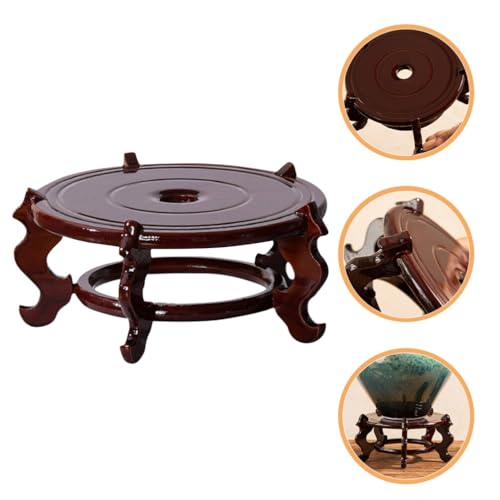 Yardwe Boho Home Decor Plant Stand Wooden Base Bracket Indoor Plant Display Stand
