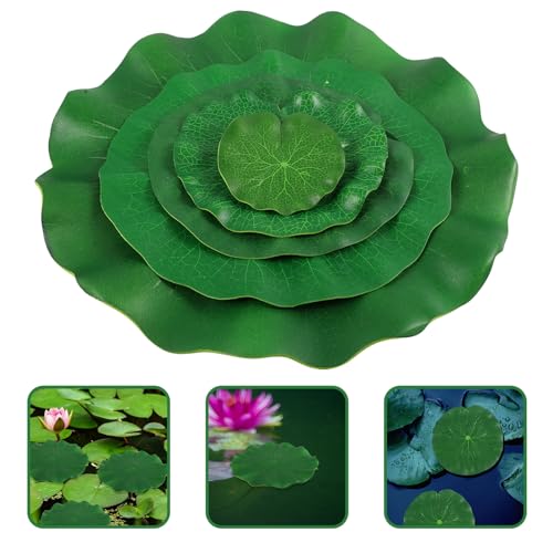Simulated Lotus Leaves Floating Pond Decoration 5pcs Set 10-38cm Artificial Fish Tank Lotus-Leaf Water Lily Pads for Aquarium Garden Water Surface Display