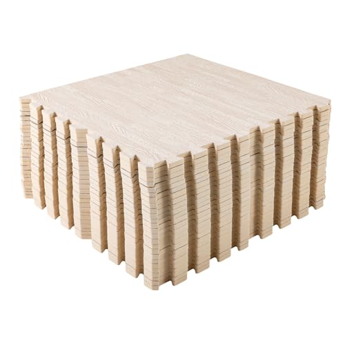 25 Pcs Wood Grain Floor,Thick Printed Foam Tiles, Patchwork Foam Mat, Foam Interlocking Tiles Mat, Exercise Puzzle Floor Mat Interlocking Tiles EVA &PE Foam 24''L x24''W (White, 24'' x24'') - color: White